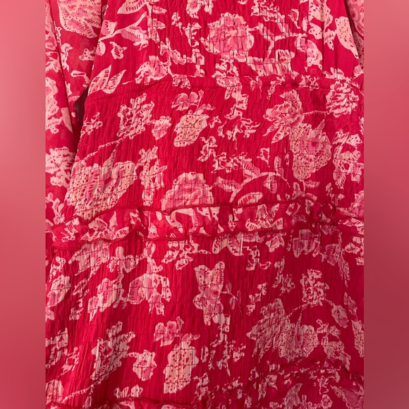 Sim & Sam Red Ditsy Floral Peasant Pullover Dress Valentine’s Day Small - Picture 8 of 8